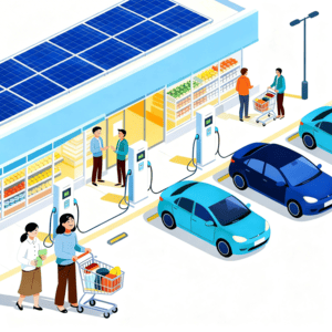 voitures qui chargent à l'énergie solaire